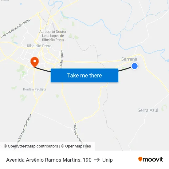 Avenida Arsênio Ramos Martins, 190 to Unip map