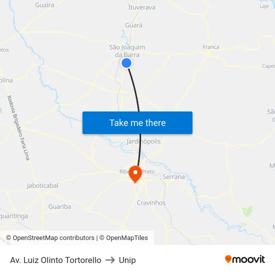 Av. Luiz Olinto Tortorello to Unip map