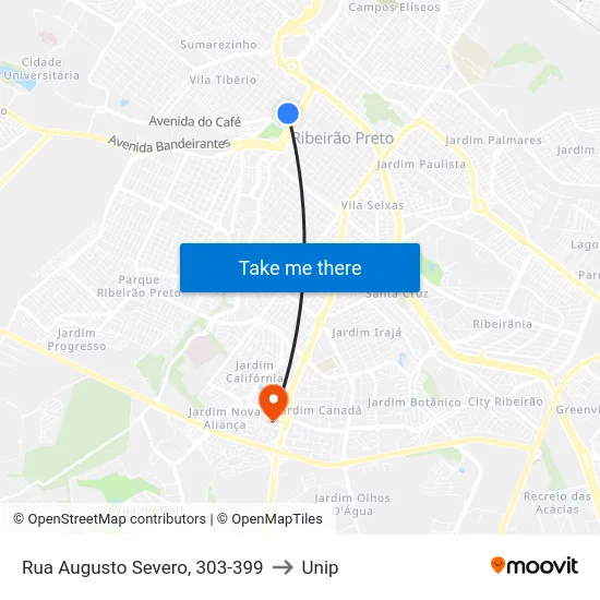 Rua Augusto Severo, 303-399 to Unip map