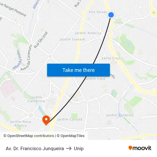 Av. Dr. Francisco Junqueira to Unip map
