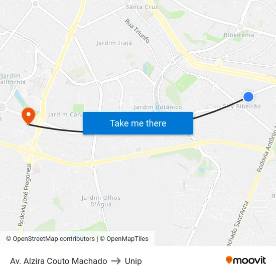 Av. Alzira Couto Machado to Unip map
