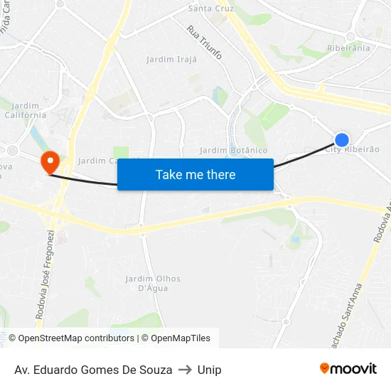 Av. Eduardo Gomes De Souza to Unip map