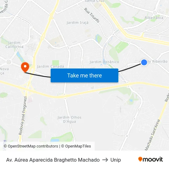 Av. Aúrea Aparecida Braghetto Machado to Unip map