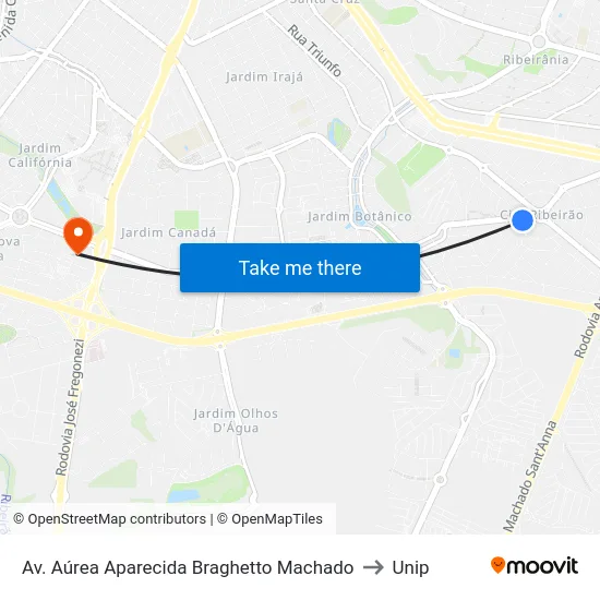 Av. Aúrea Aparecida Braghetto Machado to Unip map
