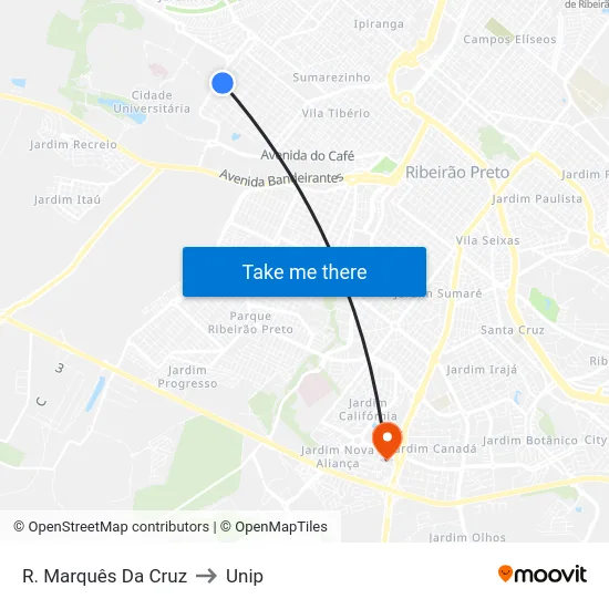 R. Marquês Da Cruz to Unip map