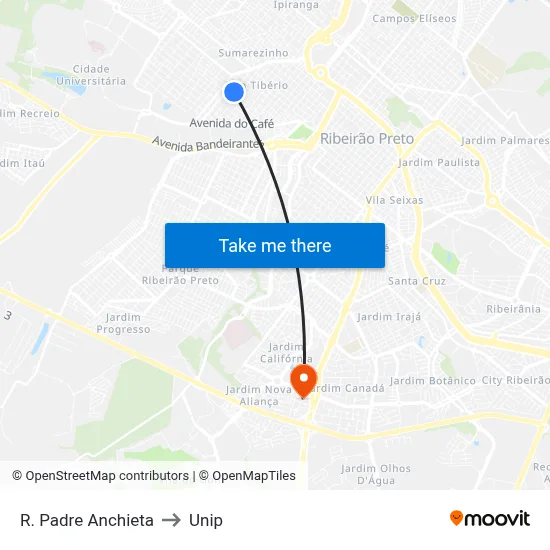 R. Padre Anchieta to Unip map