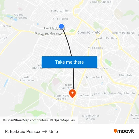 R. Epitácio Pessoa to Unip map