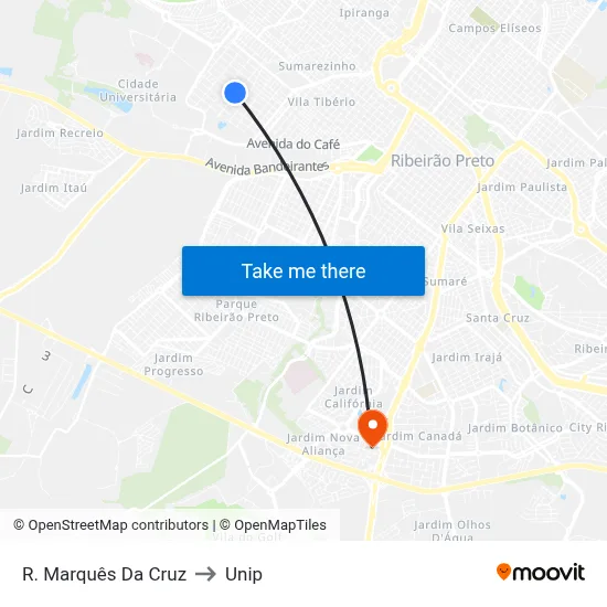 R. Marquês Da Cruz to Unip map