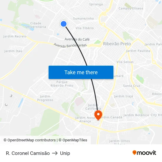 R. Coronel Camisão to Unip map