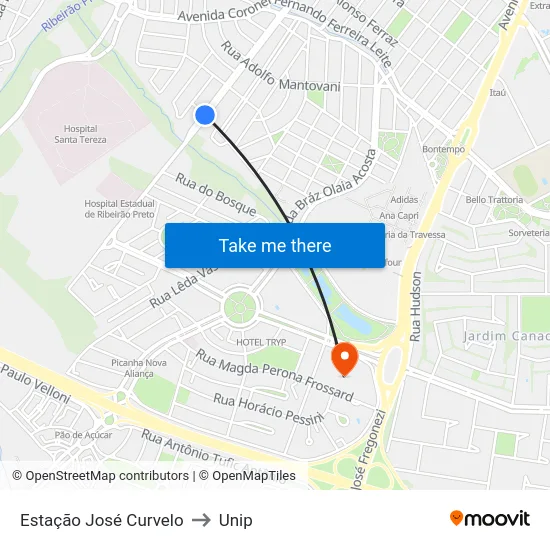 Estação José Curvelo to Unip map