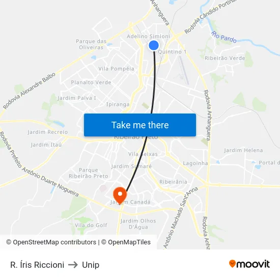 R. Íris Riccioni to Unip map