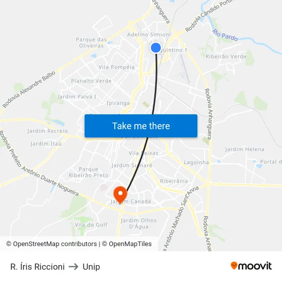 R. Íris Riccioni to Unip map