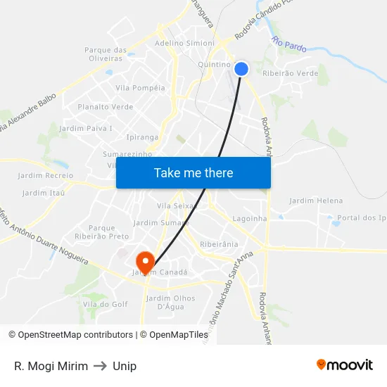 R. Mogi Mirim to Unip map