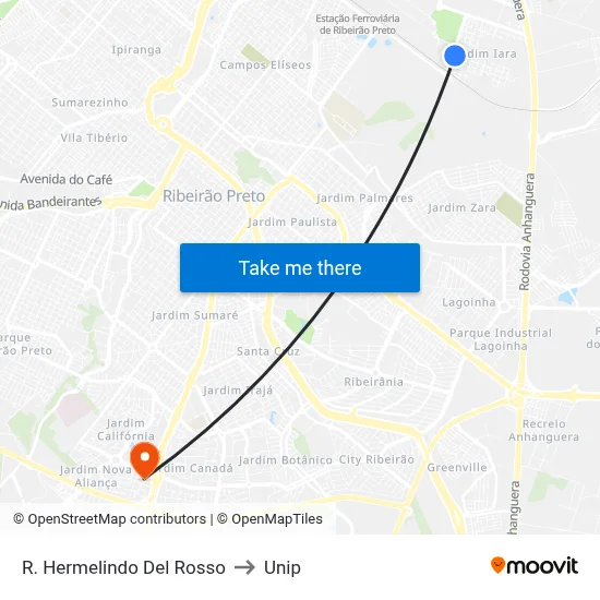 R. Hermelindo Del Rosso to Unip map