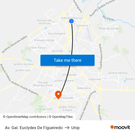 Av. Gal. Euclydes De Figueiredo to Unip map