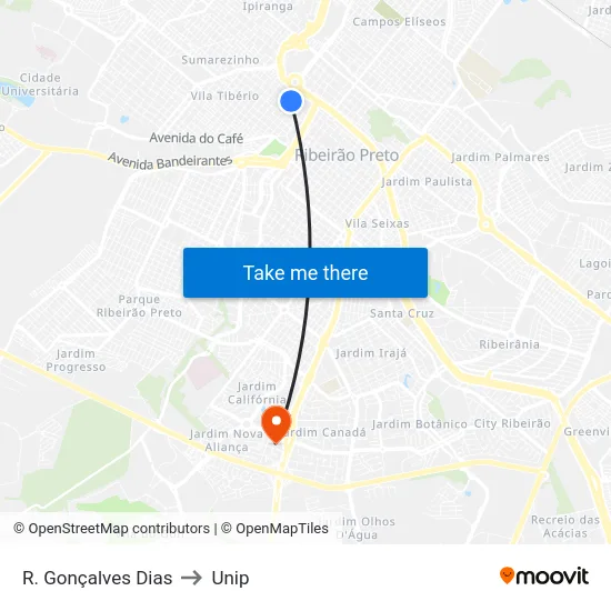 R. Gonçalves Dias to Unip map