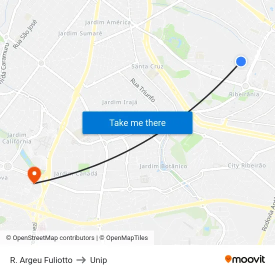 R. Argeu Fuliotto to Unip map