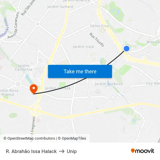 R. Abrahão Issa Halack to Unip map