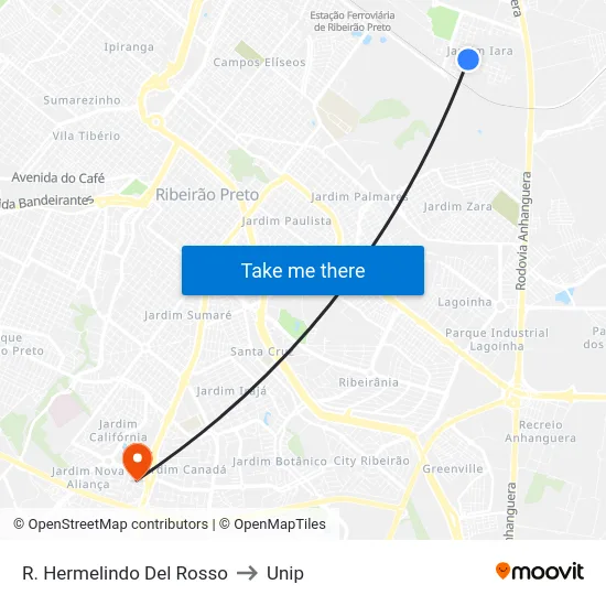 R. Hermelindo Del Rosso to Unip map