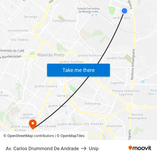 Av. Carlos Drummond De Andrade to Unip map