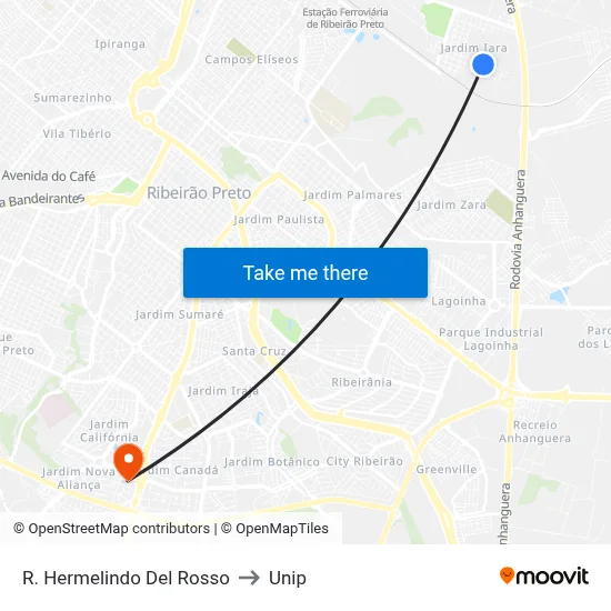 R. Hermelindo Del Rosso to Unip map