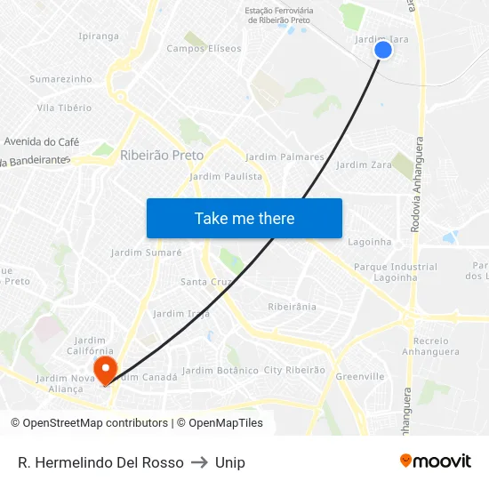 R. Hermelindo Del Rosso to Unip map