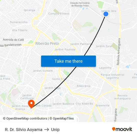 R. Dr. Silvio Aoyama to Unip map