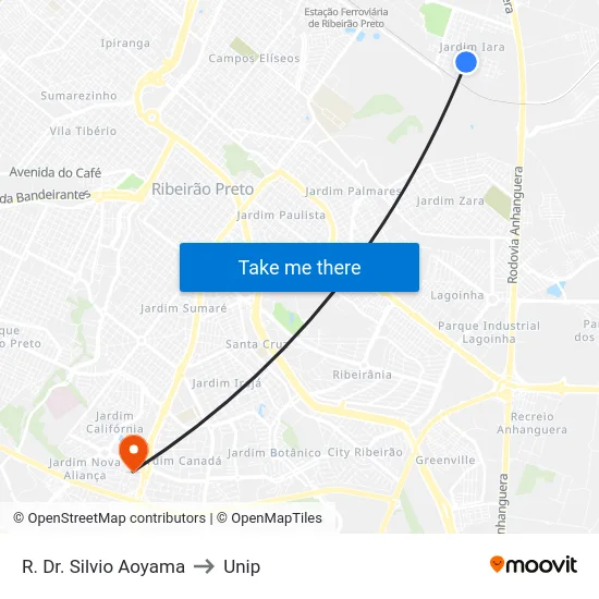 R. Dr. Silvio Aoyama to Unip map