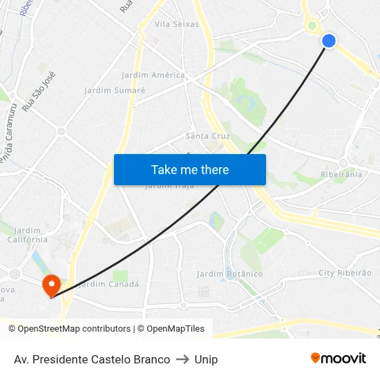 Av. Presidente Castelo Branco to Unip map