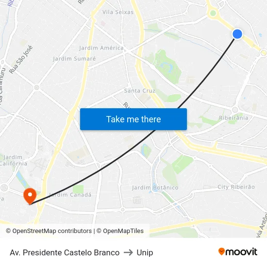 Av. Presidente Castelo Branco to Unip map