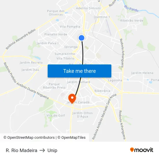R. Rio Madeira to Unip map