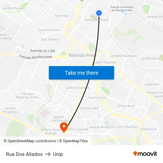 Rua Dos Aliados to Unip map