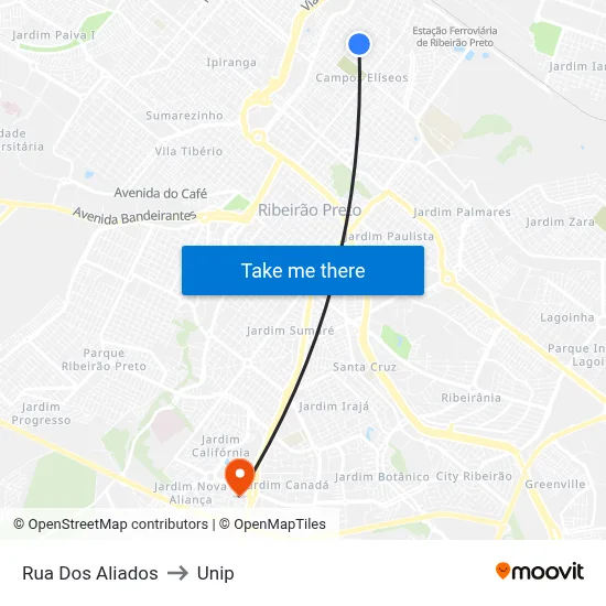 Rua Dos Aliados to Unip map