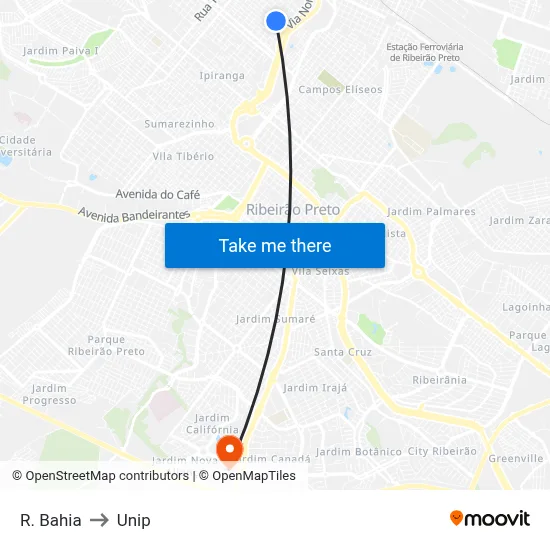 R. Bahia to Unip map