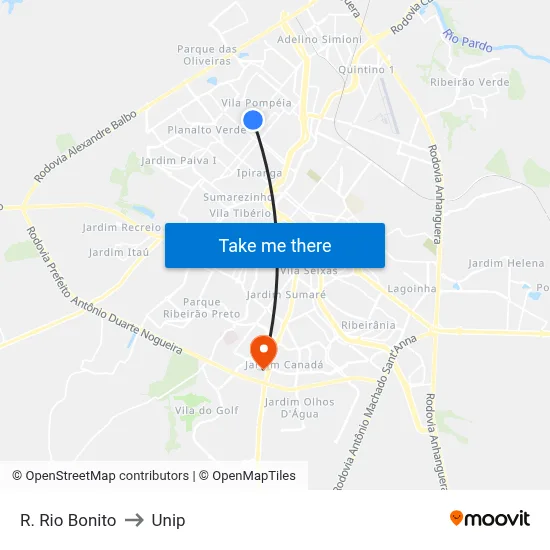 R. Rio Bonito to Unip map