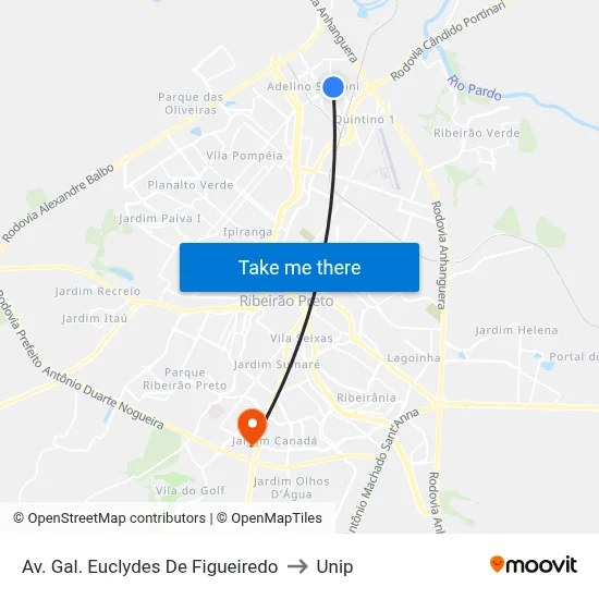 Av. Gal. Euclydes De Figueiredo to Unip map