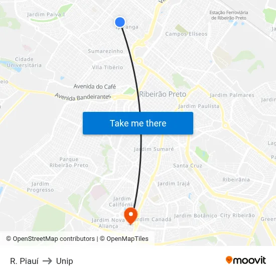 R. Piauí to Unip map