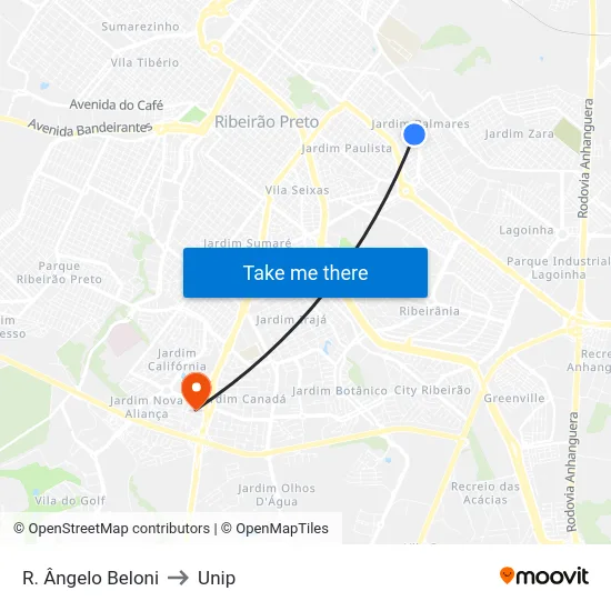 R. Ângelo Beloni to Unip map