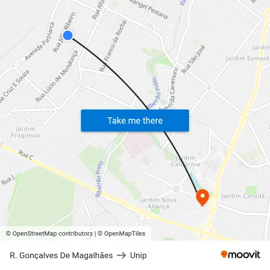 R. Gonçalves De Magalhães to Unip map