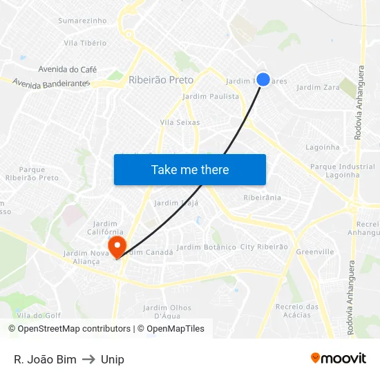 R. João Bim to Unip map