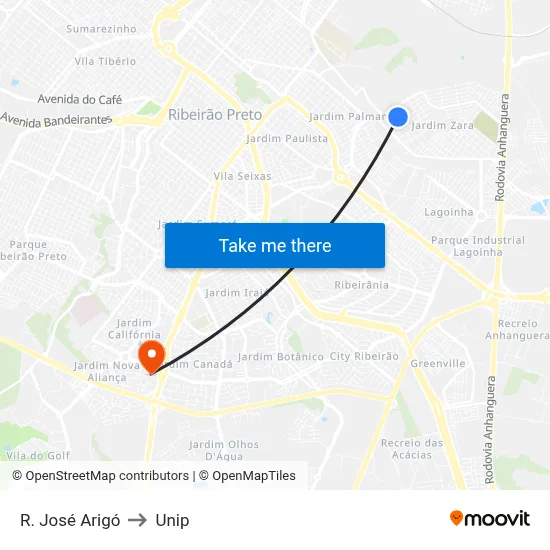 R. José Arigó to Unip map