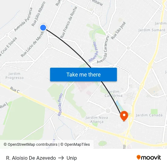 R. Aloísio De Azevedo to Unip map