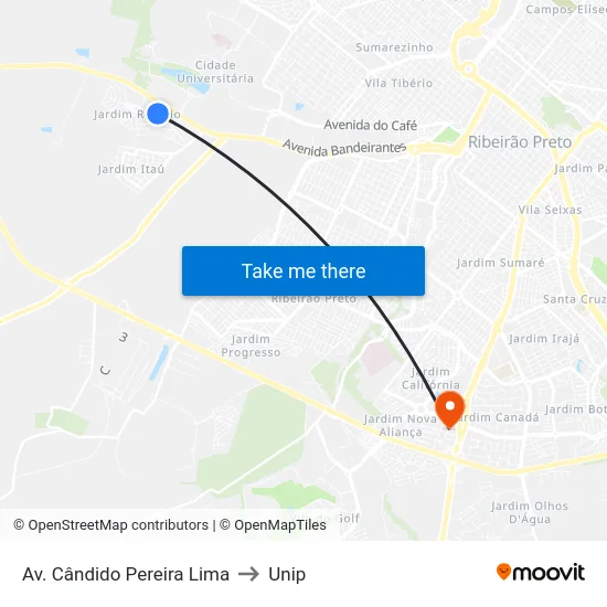 Av. Cândido Pereira Lima to Unip map