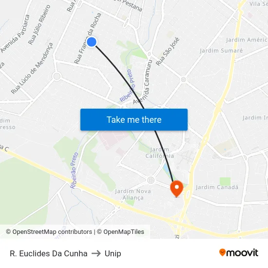 R. Euclides Da Cunha to Unip map