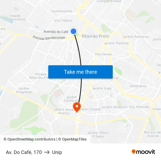 Av. Do Café, 170 to Unip map