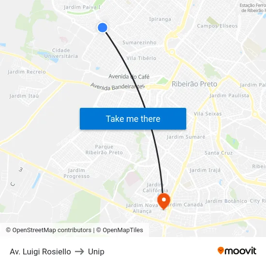 Av. Luigi Rosiello to Unip map