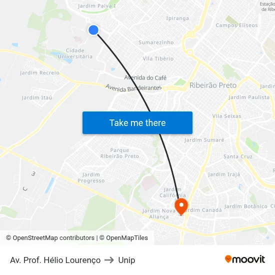 Av. Prof. Hélio Lourenço to Unip map