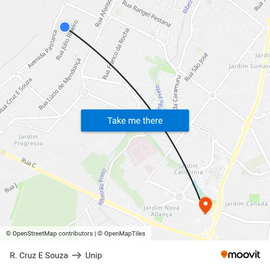 R. Cruz E Souza to Unip map