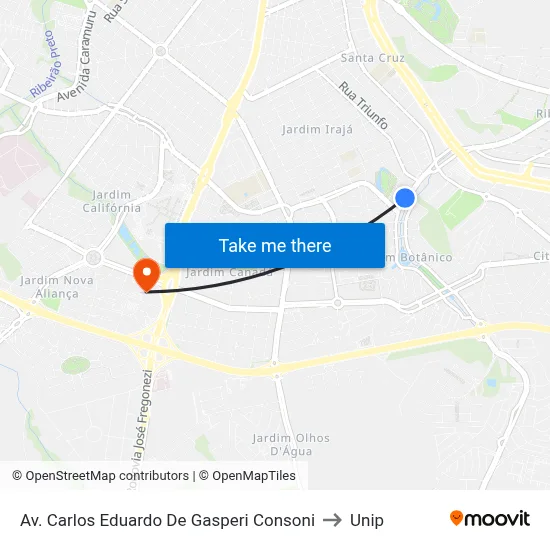 Av. Carlos Eduardo De Gasperi Consoni to Unip map