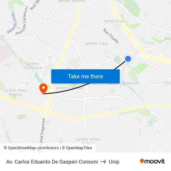 Av. Carlos Eduardo De Gasperi Consoni to Unip map
